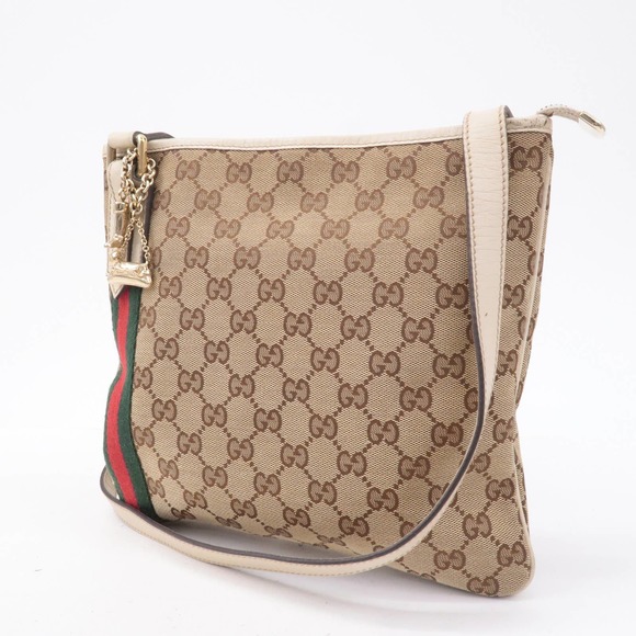 💎✨BEAUTIFUL✨💎Auth GUCCI Sherry GG Canvas Leather Shoulder Bag Beige - Picture 7 of 10
